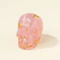Pink crystal resin skull figurine with gold foil flakes, gothic home decor Halloween ornament. - Skull / 5*4cm / Rose Quartz