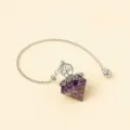 Amethyst Kristall Diamant Pendel Anhänger mit Lebensbaum Metallkette für Weissagung. - Amethyst