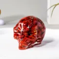 Red jasper crystal crushed stone epoxy resin skull figurine gothic Halloween decor item - Alien Skull / 5*3.5*3.7cm / Red Jasper