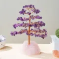 Natürlicher Kristall Geldbaum mit Amethyst Splittern und Rosenquarz Sockel für Deko - Amethyst (36 Zweige 9 Perlen)