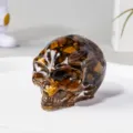 Crystal chips resin skull ornament gothic style halloween decoration crystal skull decor model - Alien Skull / 5*3.5*3.7cm / Tiger's Eye