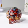 Resin crystal stone skull ornament variant, unique gothic style Halloween decor piece. - Alien Skull / 5*3.5*3.7cm / Rainbow Crystal