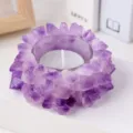 Natürlicher Amethyst Kristall Kerzenhalter Teelicht lila Edelstein Tischdekoration - Amethyst Cluster Kerzenhalter
