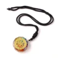 Natural crystal stone orgone pendant with sacred geometry design and black woven cord necklace. - Style 1 (Black Rope Pendant)