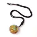 Natural Crystal Resin Orgone Pendant with Sacred Geometry Flower of Life and Black Cord Necklace - Style 3 (Black Rope Pendant)