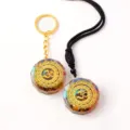 Natural healing crystal stone Orgone pendant keychain spiritual meditation gift wholesale - Style 2 (Set: Gold Chain Keychain + Black Rope Pendant) / Two-Piece Set