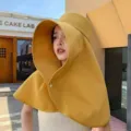 Women sun protection hat summer anti-uv large brim neck cover outdoor fishing sun hat - Yellow