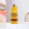 Natural yellow fluorite crystal obelisk tower gemstone point for home office decor - Approx. 50-100g