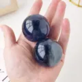 Natural blue green fluorite crystal sphere hand held variant, polished gemstone home office decor. - Blue-Green Fluorite Ball (Wooden Base Included) / Approx. 5-6cm