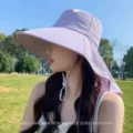 Light Purple Sun Hat with Neck Flap Wide Brim UV Protection Summer Outdoor Fisherman Hat - Poncho Style / Purple