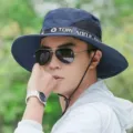 Mens summer outdoor sun protection bucket hat wide brim breathable fishing hiking hat - Adjustable / Navy Blue