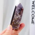 Natural lepidolite crystal column raw stone polished single point energy gemstone wand - Height approx 4-5cm / Single Point Four-Sided Column / Purple