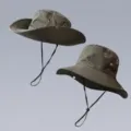 Dark grey quick-drying outdoor sun hat, versatile breathable bucket hat with chin strap. - Grid Outdoor Green