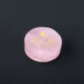 Natural rose quartz disc with gold engraved moon star hands pattern, crystal decor. - Hands Holding Moon Pattern