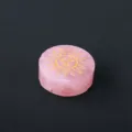 Natural rose quartz crystal disc detail, exquisite golden laser engraved sun face pattern decor. - Sun Face Pattern