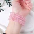 Natuurlijke rozenkwarts kristal kralen multi-wrap armband dames mode sieraden accessoires - Rozenkwarts Armband / 10mm / Roze
