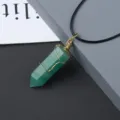 Natural green crystal hexagon column pendant handmade wire wrapped necklace for women - Aventurine Jade / Pendant