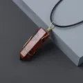 Natural crystal hexagon pillar pendant with handmade gold wire wrapping and black cord necklace - Mahogany Obsidian / Pendant