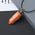 Natural crystal single point hexagonal column gemstone pendant with gold wire wrap necklace. - Sunstone / Pendant