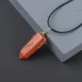 Natural red crystal hexagonal prism pendant with gold wire wrapped necklace fashion jewelry - Red Jasper / Pendant