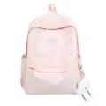 Casual pink school backpack for teen girls lightweight travel daypack with cute cloud pendant - Without Pendant / Pink