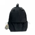 Korean casual lightweight commute backpack large capacity student nylon school bag black - Without Pendant / Black