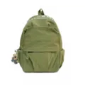 Green Nylon Casual Backpack Large Capacity School Bag with Cute Bear Pendant - Without Pendant / Green