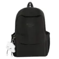 Casual black school backpack with cute cloud pendant for daily student and travel use - Without Pendant / Black