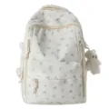 Casual floral backpack for women, lightweight large capacity school bag with cute bear pendant. - Without Pendant / Blue