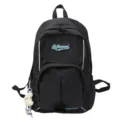 Classic black casual backpack for women and students with stylish front pocket and cute pendant. - Without Pendant / Black