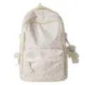 Floral Print Student Backpack, Pink Floral School Bag Variant for Daily Campus Use. - Without Pendant / Light Pink