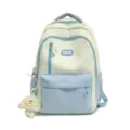 Fresh cute color-matching canvas backpack, large capacity casual double-shoulder student bag. - Without Pendant / Blue