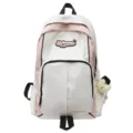Stylish white pink student backpack daily casual book bag cute niche design school bag - White Pink