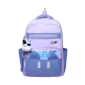 Purple cute casual student backpack with plush pendant, lightweight daily school bag variant. - Without Pendant / Purple