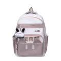 Japanese ins style casual cute student school backpack with plush pendant lightweight daily bag - Without Pendant / Gray