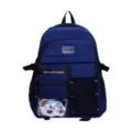 Blue student backpack with multiple pockets, large capacity daily school bag for teens. - Without Pendant / Blue