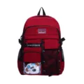 Red student backpack with multiple pockets, large capacity casual school bag for girls. - Without Pendant / Red