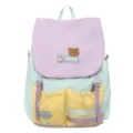 Dopamine color-blocked school backpack for students, large capacity casual daily bag. - S / Green and Purple