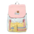Color-blocked school backpack for teen girls, cute dopamine style large capacity student bag. - S / Pink & Yellow