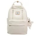 Cute Japanese style canvas backpack for girls, large capacity casual school bag with plush charm. - Without Pendant / White