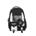 Black white ita backpack large capacity school bag with clear window and cute pendant daily use. - Without Pendant / Black