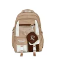 Stylish color-block backpack with clear front window and small pouch for daily school use. - Without Pendant / Khaki