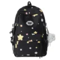 Japanese style cute star print school backpack casual black rucksack for teen girls - Without Pendant / Black