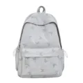 Grey casual backpack with butterfly print, large capacity school bag for students daily use. - Without Pendant / Gray