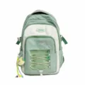Light green and white color block large capacity school backpack for students main view - Without Pendant / Green