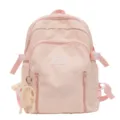 Cute pink school backpack for women and girls, large capacity casual daypack with bows. - Pink