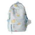 Cute sweet style light blue school backpack with star print large capacity casual daypack for teens - Blue