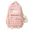 Pink cute casual school backpack for teenage girls with cute pattern and plush pendant - Without Pendant / Pink