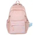 Pink large capacity casual backpack for students, stylish lightweight school bookbag. - Small Without Pendant / Pink