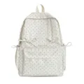 Cream white polka dot backpack cute Japanese style school bag for daily student commuting. - S / White